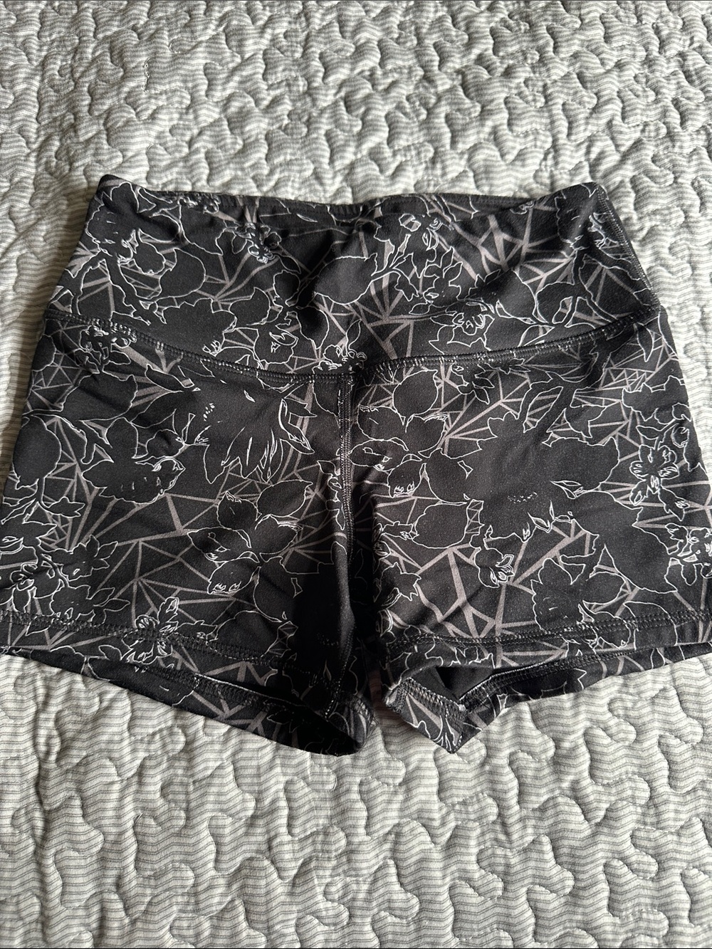 Fleo Black Floral-Print Athletic Shorts